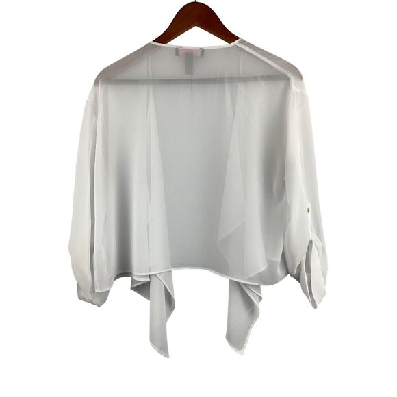 C. Wonder Christian Siriano XS White Sheer Open Front Cardigan With Gold Button - Picture 2 of 7